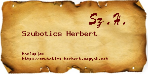 Szubotics Herbert névjegykártya